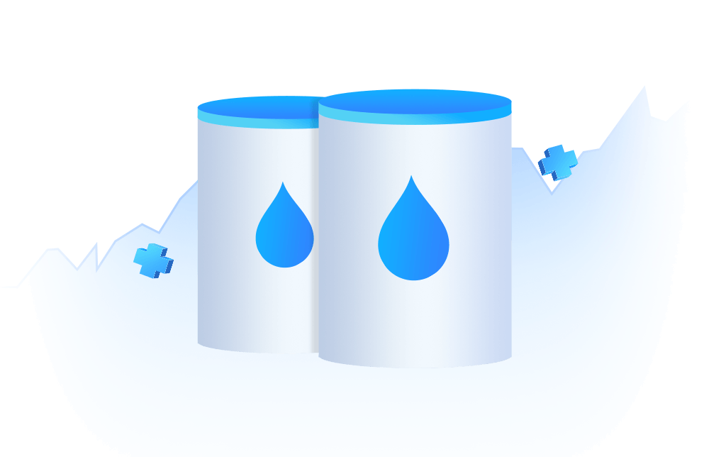 An illustration of two oil barrels
