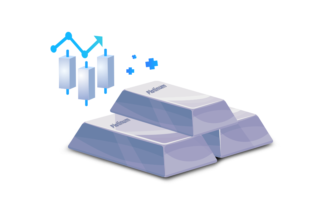 An illustration of platinum bars and trading charts An illustration of platinum bars and trading charts