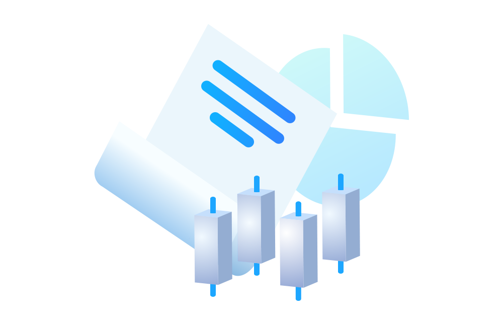 An illustration of an equity index trading charts and graphs